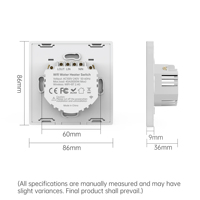SIXWGH 40A Interruptor de Pared Táctil Inteligente WiFi Tuya, Interruptor Individual para Calentador de Agua/Boiler, Control Remoto con Temporizador para Alexa y Google Smart Life