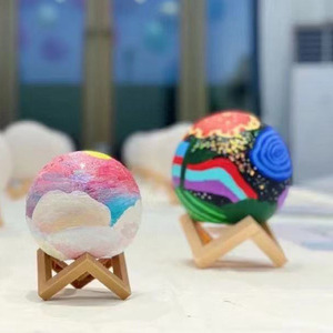 Lampe DIY Planète Lune Galaxie Veilleuse Peinture Artistique Graffiti Cadeau d'Anniversaire Décoration Chambre Salon (Avec Support) - Product Image 4