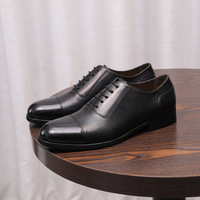 Chaussures Oxford de mariage pour hommes en cuir véritable à bout pointu, grainé, à lacets, pour cérémonie, occasions professionnelles et habillées