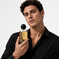 Flacon de parfum en verre à épaules arrondies avec capuchon sphérique noir 30ml 50ml 100ml, base lourde, atomiseur à fine brume, logo personnalisé