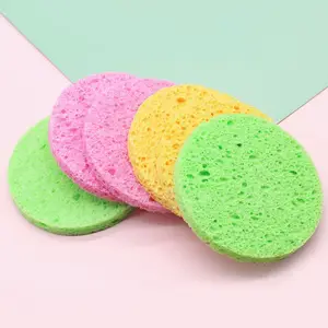 AWK Deep Cleansi3d Wash Sponge Puff Wholesale Cellulose Exfoliating Face Daily Cotton Pads Makeup Remover Round