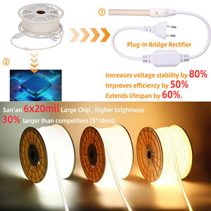 Tira de luz LED FCOB 220V 280 leds IP65 100m, tira de diodos emisores de luz FCOB, con enchufe, voltaje estable, cinta flexible de PVC 220V - Product Image 3