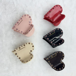 Oradour Pince à cheveux de luxe personnalisée en acétate avec strass roses français et diamant en forme de cœur, accessoire de mode pour femme, usage domestique, divers modèles - Product Image 1