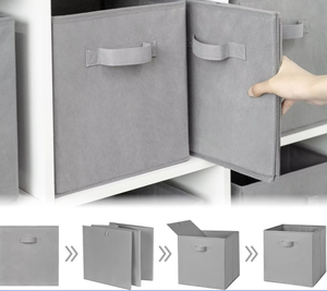 Tissu pliable Portable 11 pouces Cube organisateur bacs de <span class=keywords><strong>rangement</strong></span> avec poignée pour organiser les étagères placard vêtements couvertures jouets - Product Image 6