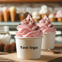 Gobelet à crème glacée jetable de luxe personnalisé avec logo, gobelet à crème glacée jetable avec couvercles, impression personnalisée, biodégradable, 4 oz