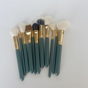 11pcs Goat Synthetic Hair Makeup Brush Set Wood Handle Green Face Eye Powder <b>Blush</b> Eyeshadow Cosmetic Brushes Custom Logo Kit - Product Image 2