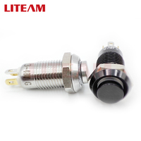 Interrupteur à bouton-poussoir métallique momentané électrique anti-vandalisme étanche de 8 mm, interrupteur à bouton-poussoir lumineux à LED en métal noir/argent