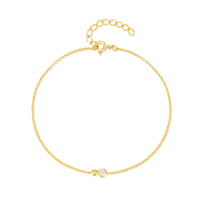 Pulseras CANNER Gold Simple S925 de Plata de Ley con Zirconia Redonda Solitaria - Product Image 1