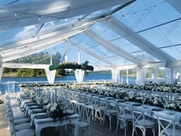 Grande tente transparente en PVC pour événements extérieurs 30x20, style moderne, capacité de 300 personnes pour mariages et fêtes