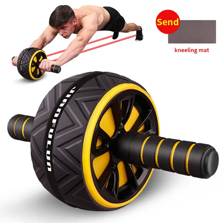 Home Gym Workout Fitness Exercise Muscle Training Quiet non-slip Core Strength Exercise Abdominal Ab Wheel Roller with Mat