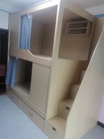 Lit superposé en bois moderne avec bibliothèque intégrée et bureau pour enfants - Lit de dortoir pour chambre à coucher