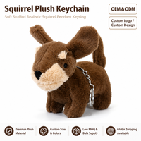 Porte-clés en peluche écureuil, pendentif réaliste en peluche douce, porte-clés écureuil marron, OEM ODM personnalisé, vente en gros en vrac