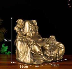 Resin Chinese Fengshui Laughing Buddha Sitting with 5 Children Statue Attracting <strong>Happiness</strong> in Family Decoration Collection - Product Image 2