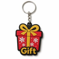 Porte-clés en PVC personnalisé pour boîte cadeau de Noël, usine OEM, vente en gros, en vrac, rouge, or, nœud, flocon de neige, en caoutchouc souple, fabricant