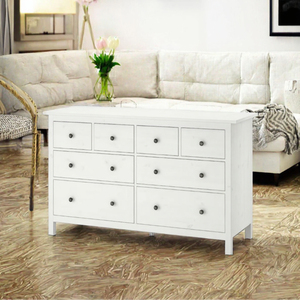 Cómoda Moderna para Sala de Estar con Espacio de Almacenamiento, Diseño de Paneles de Madera Estilo Ratán Blanco para Dormitorio y Hogar - Product Image 3