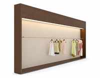 Système de présentoir Honya, support mural pour vêtements, cadre en bois, éclairage LED, rail de suspension pour vêtements, magasin de détail