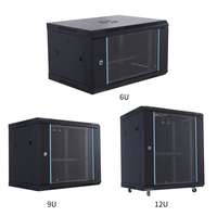 Support de rack en gros Armoire réseau murale de 19 pouces 4U 6U 9U 12U 15U Centre de données Salle de serveurs Ventilateur PDU Porte vitrée Porte grillagée