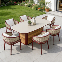 Ensemble de table à manger d'extérieur moderne en aluminium - Finition durable, imperméable et résistante aux UV, garantie de 3 ans, utilisation polyvalente, hôtel, villa