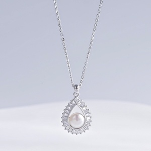 wholesale plata 925 silver dainty vintage <b>necklaces</b> Baguette Cut bridal butterfly minimalist pearl pendant <b>necklace</b> for women - Product Image 1