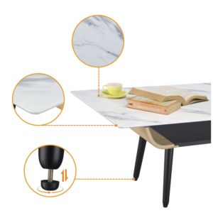 DB landon โต๊ะกาแฟดีไซน์ไม้โค้ง, โต๊ะกระจกเนื้อหินอ่อนสีขาวสำหรับเฟอร์นิเจอร์ห้องนั่งเล่นในฟาร์ม - Product Image 3