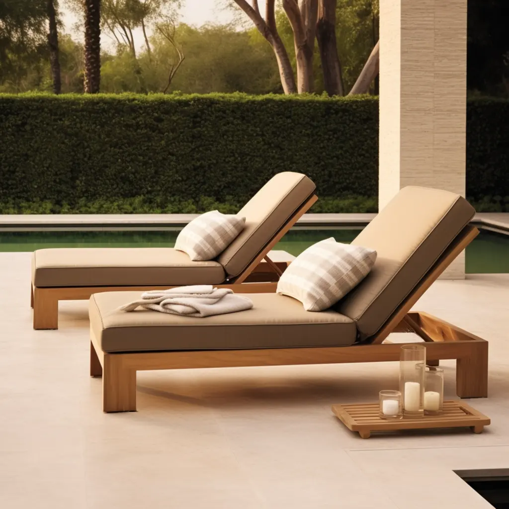 sunbed outdoor garden sets bed pool sun lounger wood furniture teak chaise