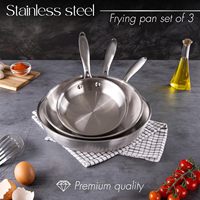 Set Wajan Goreng Stainless Steel Tiga Lapis, Set Wajan Tumis Tanpa Lapisan Anti Lengket, Cocok untuk Kompor Gas dan Induksi, Konstruksi 3 Lapis, Kapasitas 4-5L