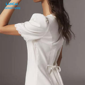 Volantes largos personalizados para las mujeres Ropa de diseñador Señoras elegantes Slim Fit V Cuello Vestidos casuales con volantes - Product Image 2