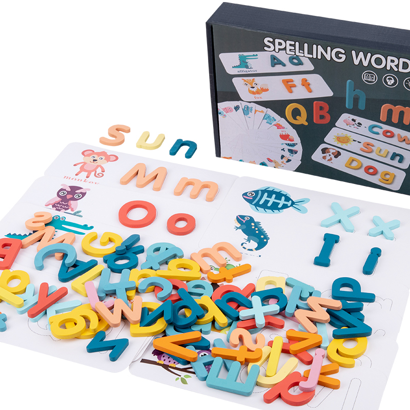 Дети Монтессори заклинание слова Игра Деревянная Игрушка раннего обучения, с изображением букв алфавита, 3D Головоломка Детские развивающие игрушки для детей