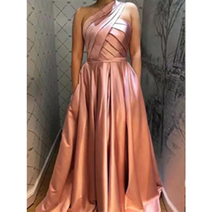 فساتين سهرة ماكسي طويلة أنيقة وكاجوال ومثيرة للنساء بمقاسات كبيرة، بلون سادة وبكتف واحد - Product Image 5