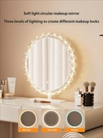 Coiffeuse romantique style crème, éclairée et réglable, idéale pour appartement, moderne, minimaliste, pour chambre à coucher, tendance