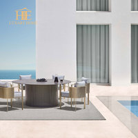 Ensemble de table à manger d'extérieur en acier inoxydable avec 6 chaises, ensemble de table en céramique pour patio, 6 places, pour hôtel, meubles de jardin