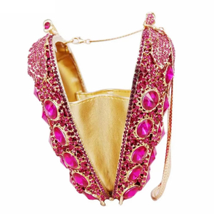 <span class=keywords><strong>Borsa</strong></span> da Sera a Forma di Uva con Diamanti e Cristalli per Donne, Pochette Rigida per Feste, Matrimoni e Serate Eleganti, Colore <span class=keywords><strong>Fucsia</strong></span> - Product Image 5