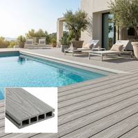 Panneau de terrasse en WPC creux, faible entretien, résistant aux intempéries, antidérapant, gris, gaufré, plancher extérieur en WPC