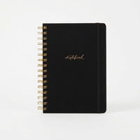 Carnet de luxe élégant en tissu noir avec bords dorés, journal multifonctionnel pour la prise de notes et les cadeaux