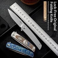 Couteau de camping pliant d'extérieur, lame en acier M390, manche coloré en alliage de titane, sablage et anodisation, couteau de poche OEM