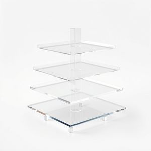 Moderno Exhibidor de Acrílico Transparente de 4 Niveles <span class=keywords><strong>con</strong></span> Diseño de Onda para Whisky, <span class=keywords><strong>Vodka</strong></span>, Ron y Ginebra en Tiendas de Licores y Bares - Product Image 1