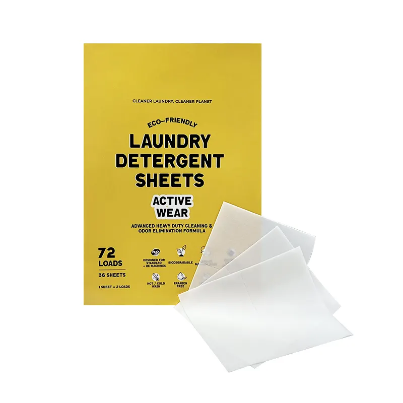 Hojas de papel biodegradables ecológicas para ropa, tiras de detergente para ropa sin perfume