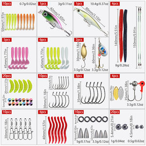 Kit <span class=keywords><strong>de</strong></span> Pêche USHAZER 200 Pièces: Leurres Souples, Queue Bouclée, Cuillères, Spinner, Poisson Nageur, Têtes Plombées, Hameçons Décalés, Plombs Balle pour Achigan - Product Image 2