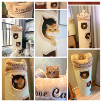 Cadre d'escalade pour chat Seau en sisal Lit de chat double couche intégré Résistant à l'usure Sans perte de copeaux Grandes fournitures pour animaux de compagnie