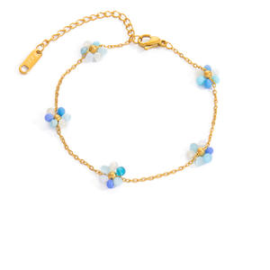 Flower Pattern Bracelet 18K Gold Plated Women's Jewelry <b>Gift</b> Colorful Small Flowers Fashion Sweet Style - Product Image 5