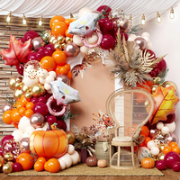 Kit d'arche de guirlande de ballons 'Fall in Love' en latex et feuille d'aluminium, couleurs Bourgogne, Orange, Or, Bleu, Marron, motif feuille d'érable, pour décoration de fête d'automne et Thanksgiving