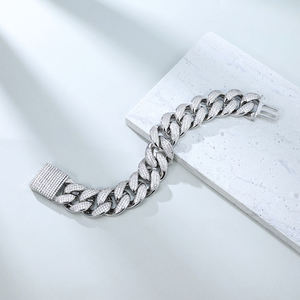 Bridetalk Luxury S925 Pulsera de cadena cubana de plata Brillo desinhibido con <span class=keywords><strong>Crit</strong></span> Tide Circle Swag Zircon Pulseras de eslabones de moda - Product Image 4