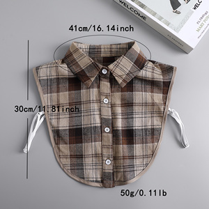 JS <span class=keywords><strong>camicia</strong></span> corta a quadri di cotone con colletto finto decorativo elegante accessori di indumento - Product Image 5