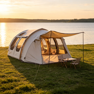 Tente tunnel gonflable à colonnes d'air intégrées avec auvent étendu, tente de glamping de luxe imperméable pour <span class=keywords><strong>camping</strong></span>-cariste, OEM ODM - Product Image 2