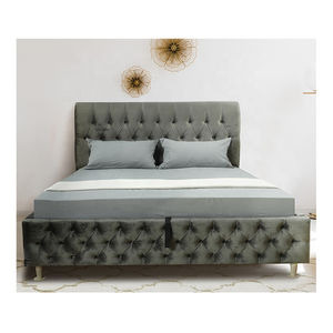 Tête de lit moderne en cuir PU noir, plate-forme à lamelles en bois, élévateur à gaz, cadre de lit avec rangement - Product Image 4