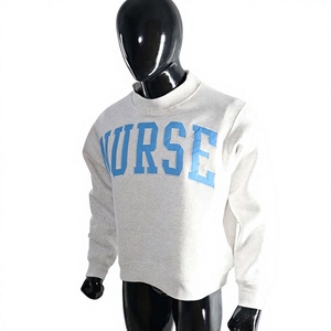NURSE ASH GREY SKY BLUE Hooded 100% Cotton Winter Men's Vintage Fashion <b>Mock</b> <b>Neck</b> Sweatshirt Women Casual Oversized - Product Image 5