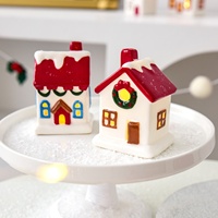 Ornements de maison en céramique macaron créatif de Noël Décorations de table lumineuses dans des décorations de Noël colorées