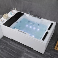 Baignoire de massage double moderne 1,7 m/1,85 m en acrylique, jacuzzi intérieur, baignoire hydromassage en fibre de verre, spa jacuzzi