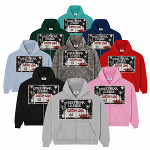 Felpa con Zip Personalizzata 400gsm Stile <span class=keywords><strong>Y2K</strong></span> Streetwear, Taglio Corto Oversize con Grafica per Uomo - Product Image 6