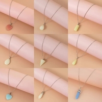 Collar de Joyería Luminoso para Mujer con Colgante de Piedra en Forma de Estrella, Gota de Agua, Bala, Cruz y Corazón que Brilla en la Oscuridad, Venta al por Mayor